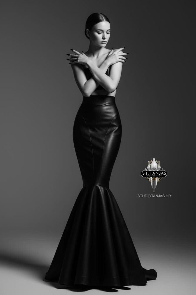 DRAVA DARK leather gala skirt