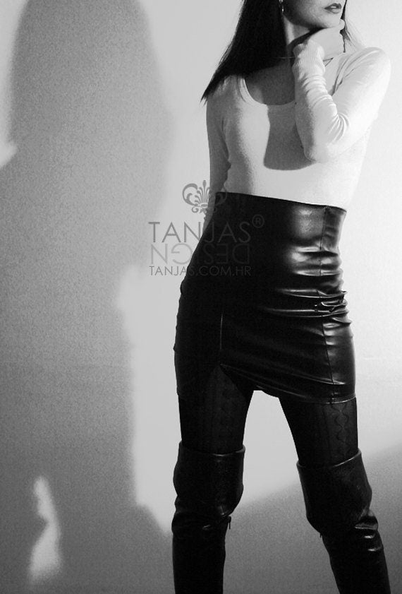 Leather mini skirt