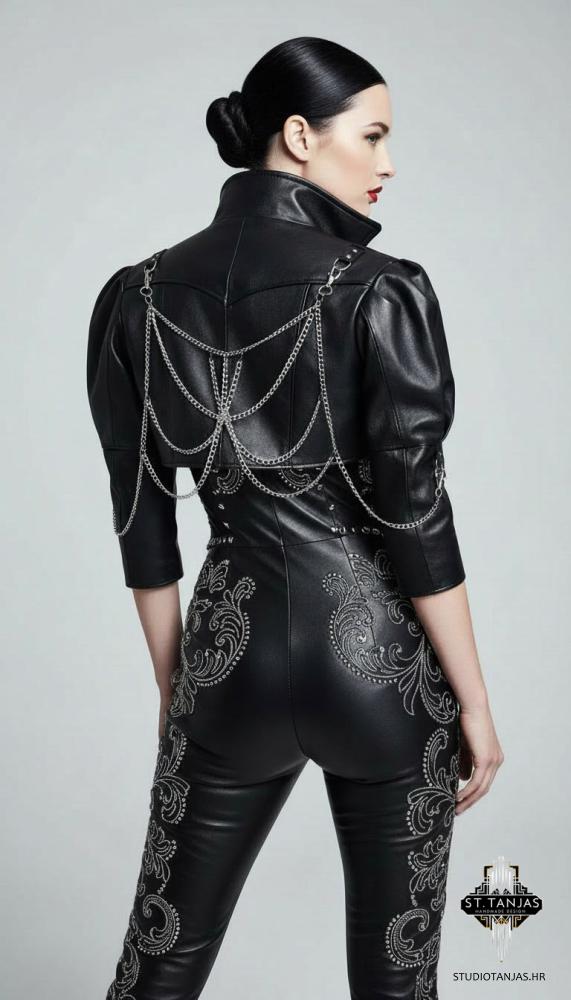 BLACK MOON leather bolero jacket