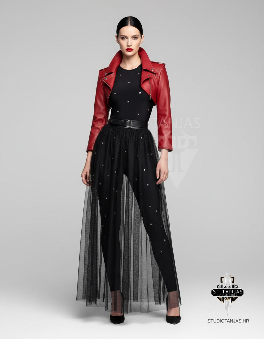 NARZAN red leather bolero jacket