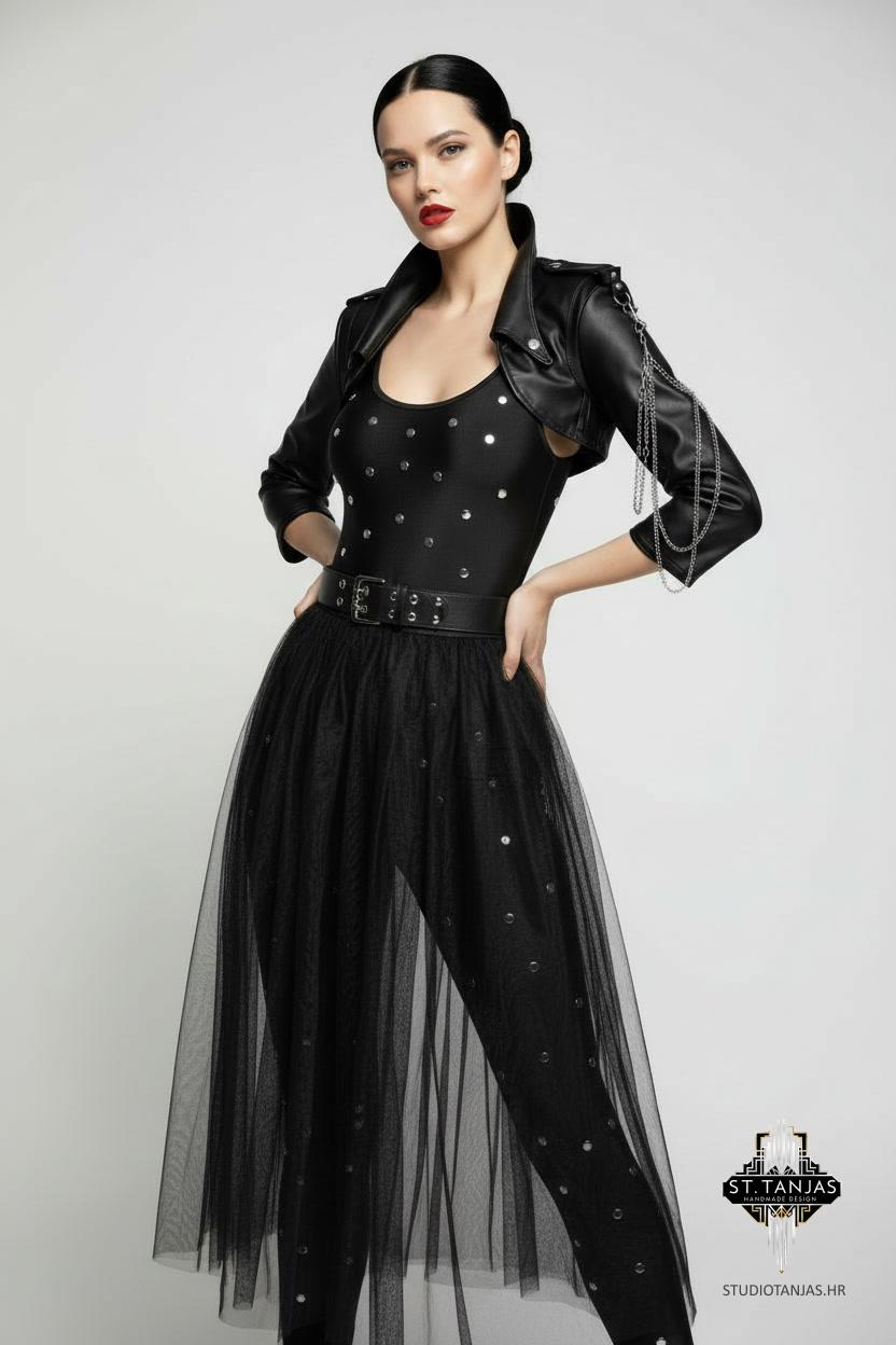 NARZAN biker leather bolero jacket