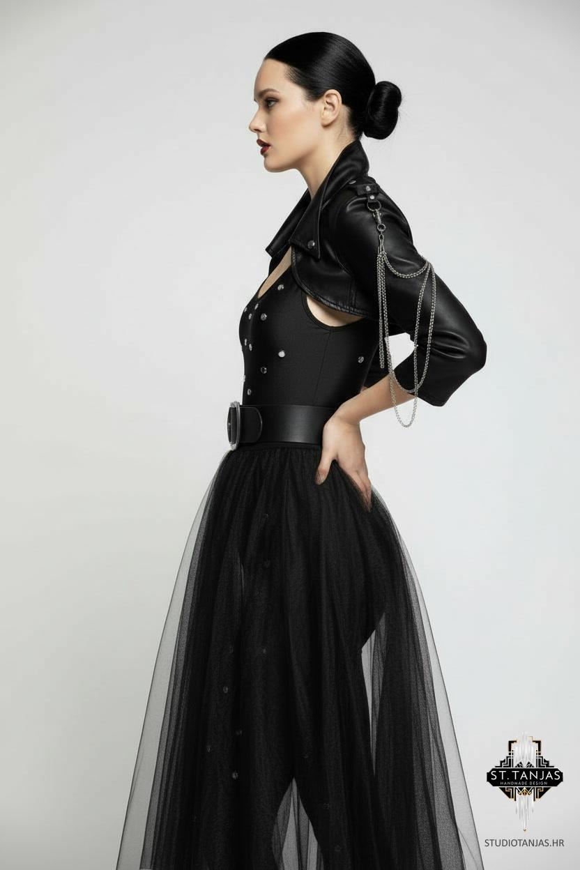 NARZAN biker leather bolero jacket