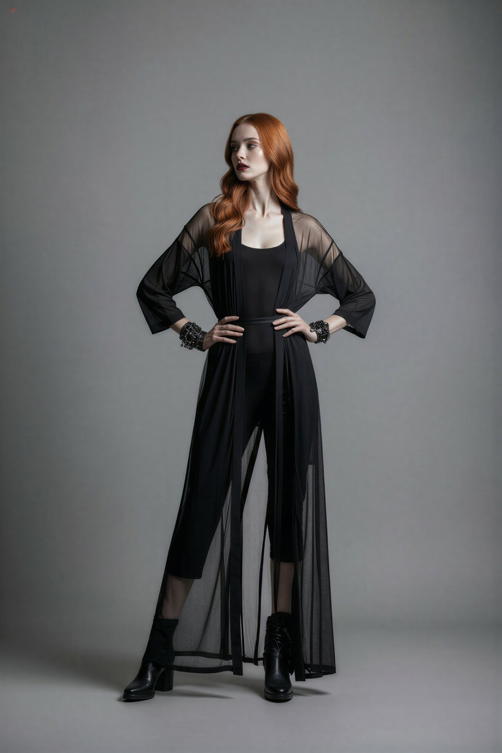 Neo Noir Kaftan Kimono with belt