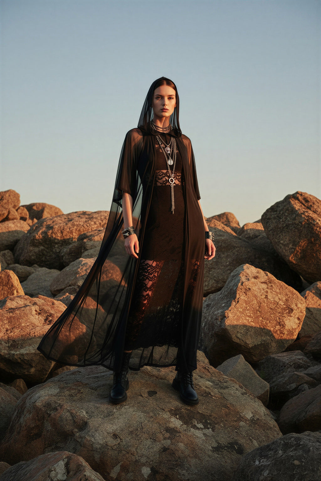 Neo Noir Hooded Duster