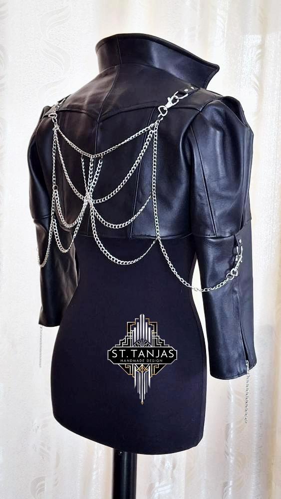 BLACK MOON leather bolero jacket