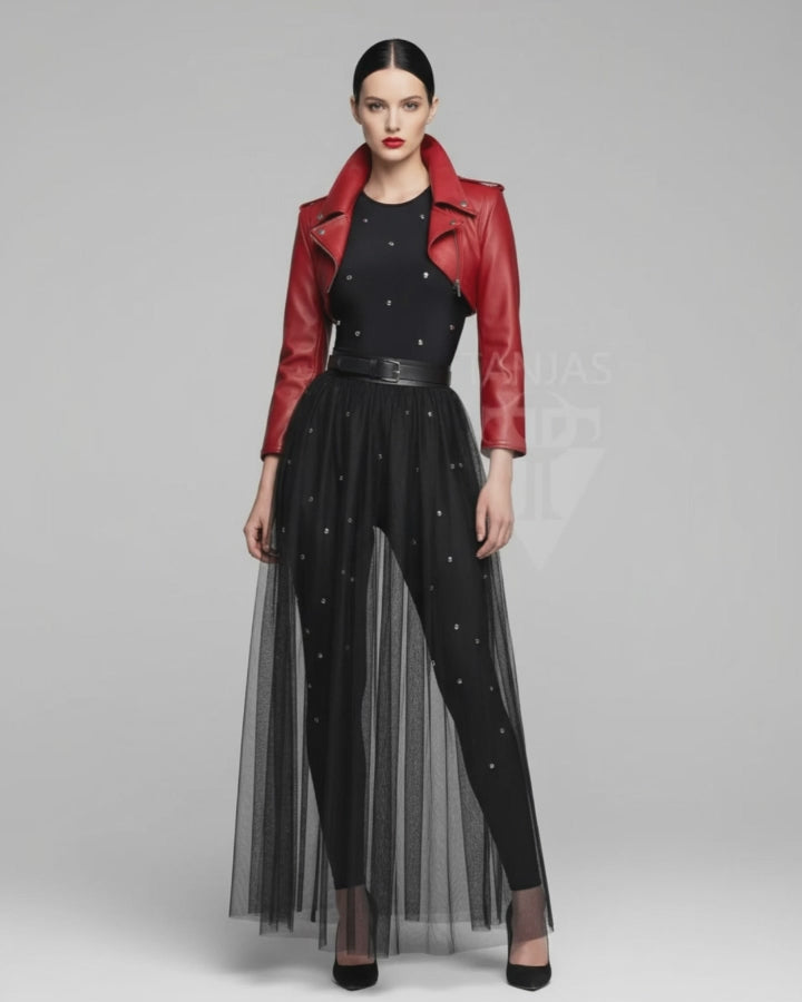 NARZAN red leather bolero jacket